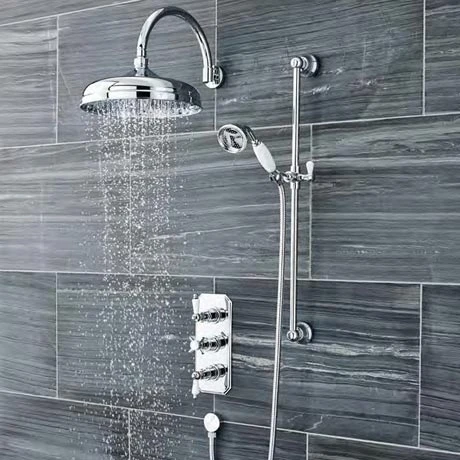 Ultra Traditional Triple Concealed Shower with Slide Rail Kit & Fixed Head 3 Ultra Traditional Triple Concealed Shower with Slide Rail Kit & Fixed Head