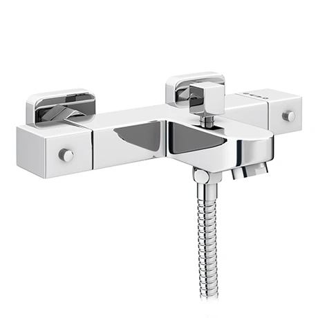 Nuie Wall Mounted Square Thermostatic Bath/Shower Mixer Valve - Bottom Outlet - Chrome - VBS005 3 Nuie Wall Mounted Square Thermostatic Bath/Shower Mixer Valve - Bottom Outlet - Chrome - VBS005