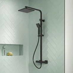 Venice Cubo Matt Black Modern Thermostatic Shower