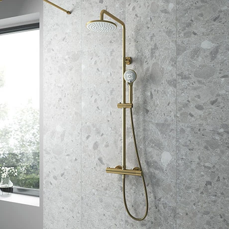Venice Giro Brushed Brass Modern Thermostatic Shower 3 Venice Giro Brushed Brass Modern Thermostatic Shower