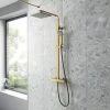 Venice Cubo Brushed Brass Modern Thermostatic Shower -ShowerLux Shop VC68BRA P
