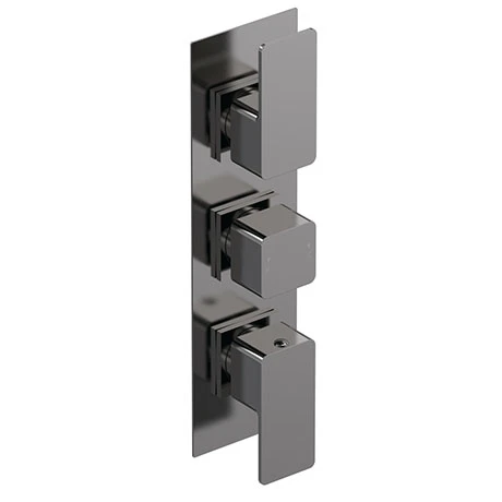 Venice Cubo Triple Thermostatic Shower Valve - Brushed Gun Metal 3 Venice Cubo Triple Thermostatic Shower Valve - Brushed Gun Metal