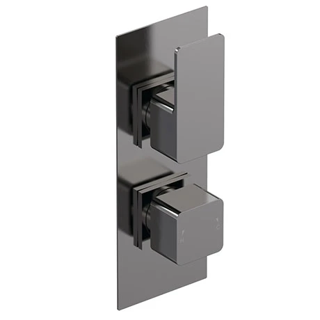 Venice Cubo Twin Thermostatic Shower Valve with Diverter - Brushed Gun Metal 3 Venice Cubo Twin Thermostatic Shower Valve with Diverter - Brushed Gun Metal