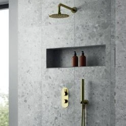 Venice Giro Twin Thermostatic Shower Valve with Diverter - Brushed Brass 8 Venice Giro Twin Thermostatic Shower Valve with Diverter - Brushed Brass -ShowerLux Shop VG8TW02BB d2 460