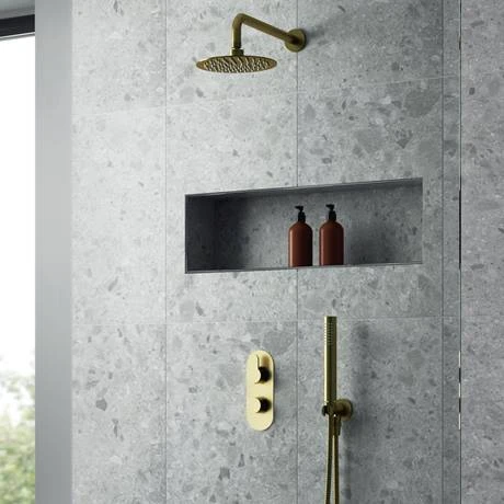 Venice Giro Twin Thermostatic Shower Valve with Diverter - Brushed Brass 5 Venice Giro Twin Thermostatic Shower Valve with Diverter - Brushed Brass - Image 3