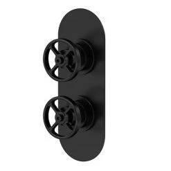 Hudson Reed Revolution Industrial Twin Concealed Thermostatic Shower Valve with Diverter - Matt Black -SIWTW402